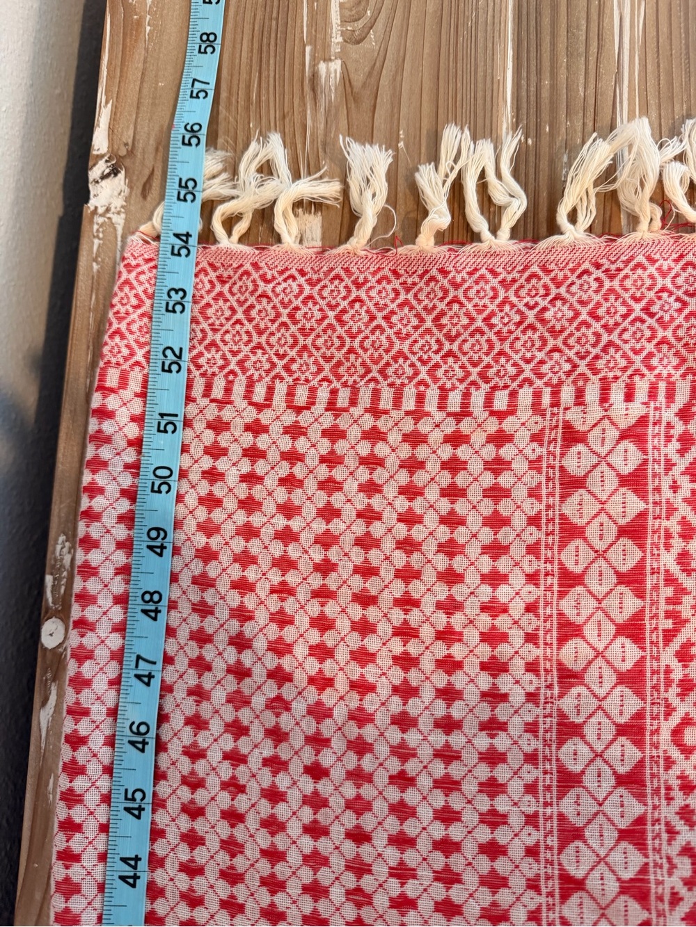 Madewell Red Boho Tassel Scarf Wrap Geometric Print Lightweight - Picture 8 of 9
